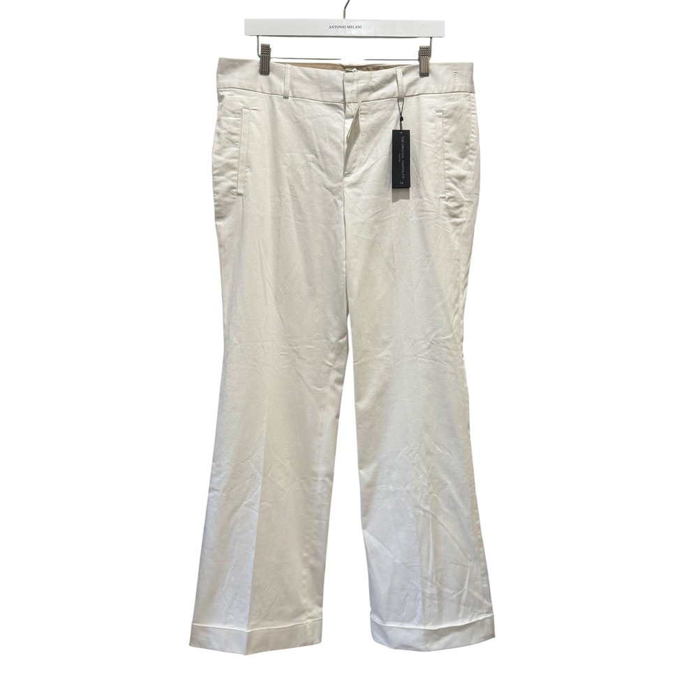 NEW Banana Republic Martin Fit Trouser Women 14 White Wide‎ Leg Mid Rise Coastal